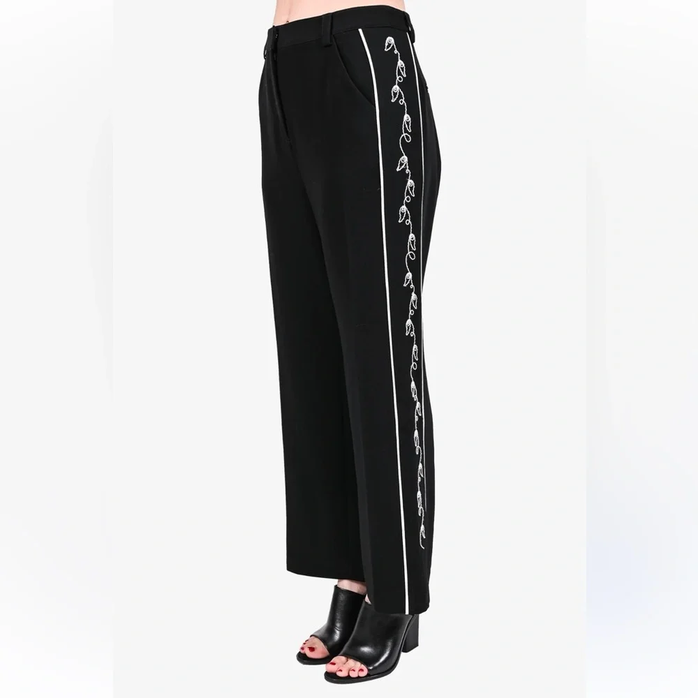 CINQ A SEPT Western Rumi Tatum Embroidered Black Suit Pants 8